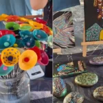 L'atelier Berniques et TalinaStones lors d'un marché de créateurs