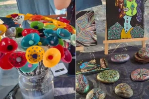 L'atelier Berniques et TalinaStones lors d'un marché de créateurs